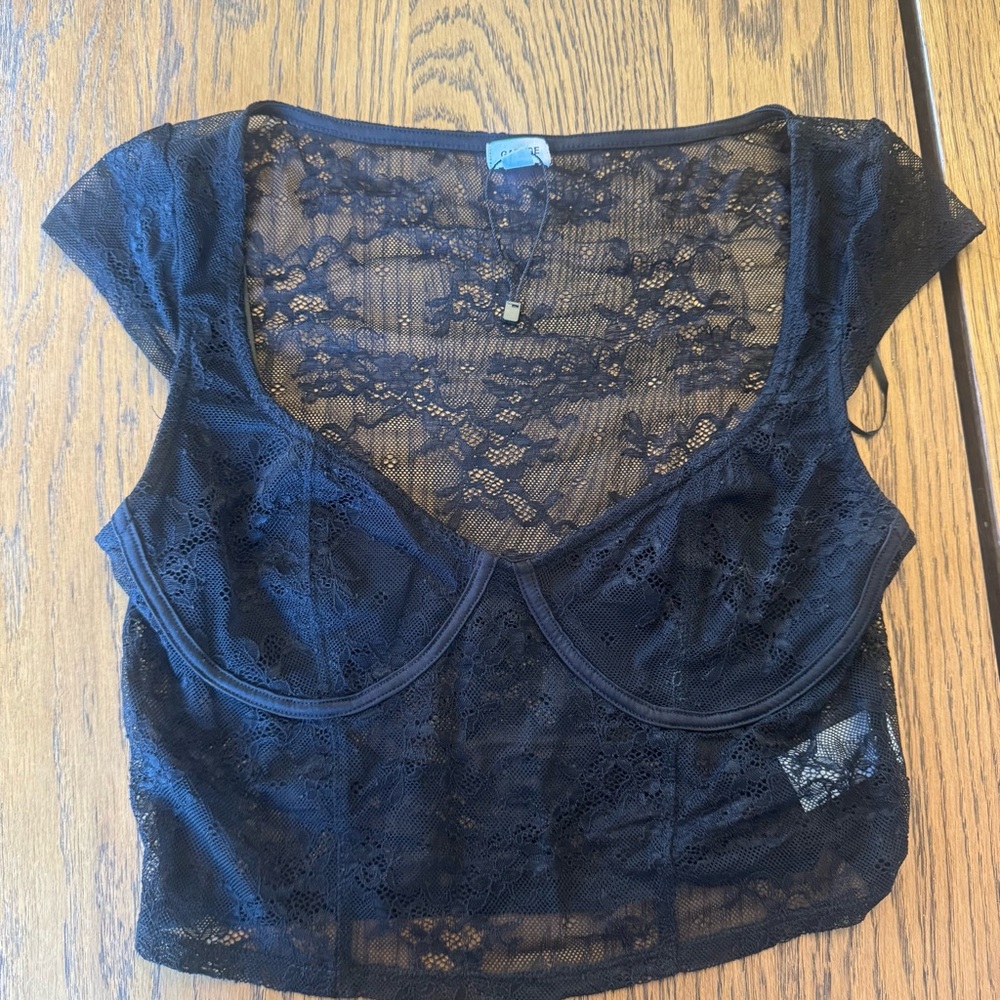 Garage Black Lace Bra Top GARAGE Crop‎ Top Corset look - Picture 2 of 5